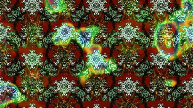 Küçük yeşil, kahverengi kırmızı ve çiçeklerle oldukça kaliteli bir besin torbası deseni. Millefleur 'lar. Tekstil, kumaş, kapaklar, duvar kağıtları, baskı, paket, koleksiyon defteri, örgü, dekupaj için çiçek arkaplanı..