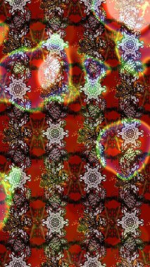 Raster illüstrasyonu. Çiçekli karalama şeklinde Raster çiçek deseni. Yumuşak, yaz çiçekleri kahverengi, kırmızı ve nötr renklerde.