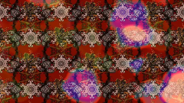 Parlak renkli fantezi çiçekleri, yapraklar, kahverengi, kırmızı ve siyah renkli tomurcuklar, kahverengi, kırmızı ve siyah. Suluboya el çizimi elementli çiçek çizimi deseni.