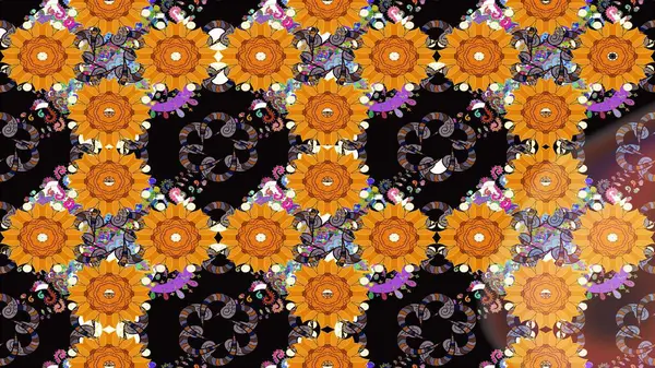 Renkli Yaz Temalı eskiz kalıbı. Güzel kumaş deseni. Raster çiçekli arka plan. Yazdır. Düz Çiçek Elementleri Tasarımı. Güzel çizim şekli..