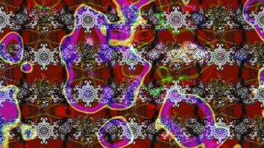 3D çiçekler, eskiz. Raster illüstrasyonu. Gri, kırmızı ve kahverengi renklerde.