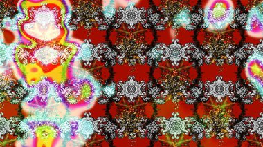 Kabile sanatı boho baskısı, klasik çiçek arkaplanı. Arkaplan dokusu, duvar kağıdı, çiçek teması gri, kırmızı ve nötr renklerde. Soyut etnik raster çizim kalıbı.