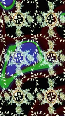 Küçük çiçekteki sevimli çiçek deseni. Birçok siyah, kahverengi ve nötr soyut çiçekli tropik eskiz deseni. Varicoloblack, kahverengi ve nötr raster çizimi.