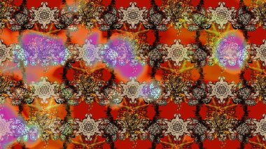 Küçük çiçekteki sevimli çiçek deseni. Kahverengi, bej ve kırmızı renkte çiçekler.