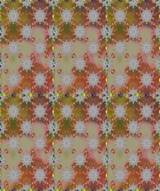 Şatafatlı bahar bahçesi dokusu. Kahverengi ve gri renkte çiçek çizimi. Raster illüstrasyonu. Kahverengi ve gri renkli çiçekler. Çiçek deseni.