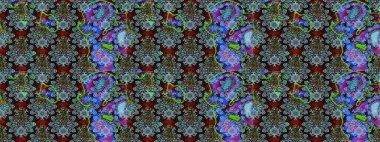 Raster illüstrasyonundaki çiçek desenli çizim. Renkli Yaz Temalı eskiz kalıbı. Mavi renkli çiçekler. Düz Çiçek Elementleri Tasarımı.