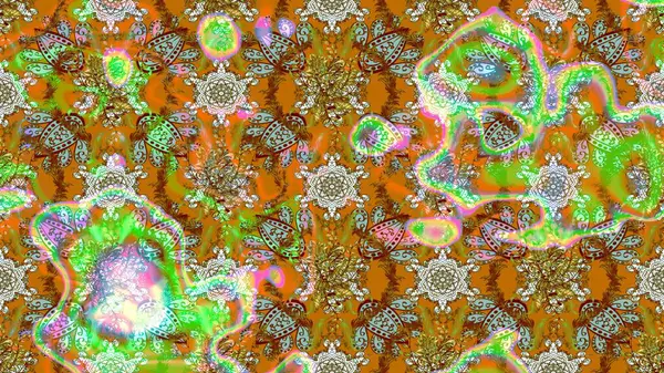 Raster deseni. Küçük çiçekteki sevimli çiçek deseni. Kahverengi, yeşil ve nötr renklerde yaz çiçekleri. Raster illüstrasyonu.