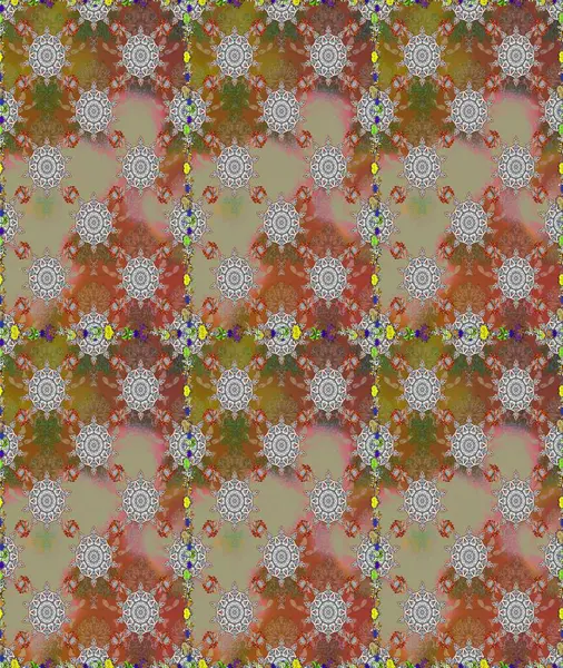 Şatafatlı bahar bahçesi dokusu. Kahverengi ve gri renkte çiçek çizimi. Raster illüstrasyonu. Kahverengi ve gri renkli çiçekler. Çiçek deseni.