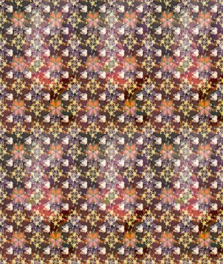 Kahverengi renkte çok kahverengi, zarif küçük çiçekler ve komik böcekler, raster desen, illüstrasyon.