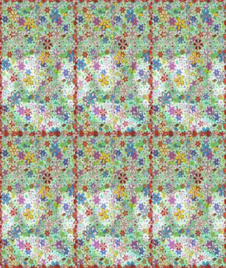 Tarafsız ve yeşil renklerde parlak çiçekli halı deseni.