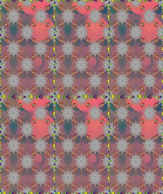 Miles Fleur, süslü püslü bir süs. Kusursuz bir geçmişi var. Tomurcukları papatya çiçekleri olan sevimli bir çiçek deseni. Eski usul. Raster illüstrasyonu. Kumaş, tekstil ve duvar kağıdı baskısı için..