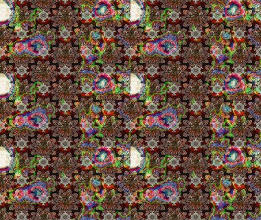 Eskiz klasiği. Raster Şirin kumaş deseni. Düz Çiçek Elementleri Tasarımı. Renkli Bahar Teması çizim şablonu.