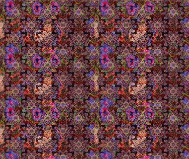 Raster illüstrasyonundaki çiçek desenli çizim. Düz Çiçek Elementleri Tasarımı. Pembe renkli çiçekler. Renkli Bahar Teması çizim şablonu.