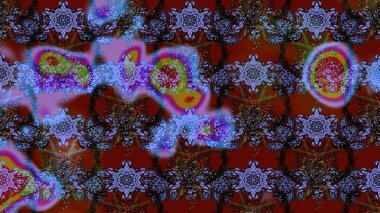 Soyut etnik raster çizim kalıbı. Kabile sanatı boho baskısı, klasik çiçek arkaplanı. Arkaplan dokusu, duvar kağıdı, çiçek teması kahverengi, kırmızı ve mor renkler.