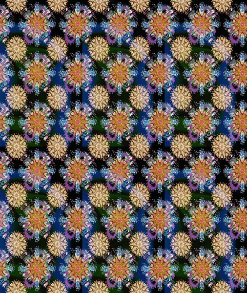 Küçük çiçekteki sevimli çiçek deseni. Mavi renkli çiçekler. Raster illüstrasyonu.