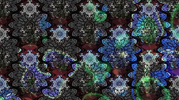 Düz Çiçek Elementleri Tasarımı. Raster illüstrasyonundaki çiçek desenli çizim. Süslü kumaş deseni. Renkli Bahar Teması çizim şablonu.