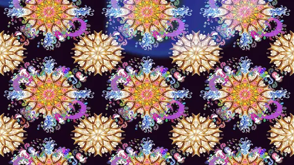 Raster illüstrasyonu. Siyah renklere karalamalı çiçek deseni çiz.