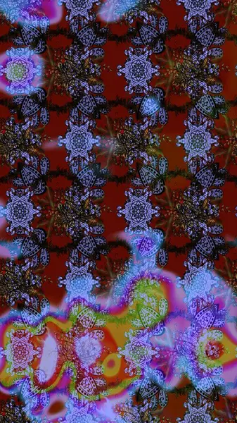 Çizim çiçek deseni duvar kâğıdı olarak kullanılabilir. Kahverengi, mor ve mavi renkte çiçekler. Raster illüstrasyonu.