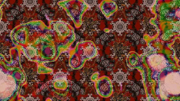 Kahverengi, kırmızı ve nötr renklerde çiçekler. Kumaş desenli papatya çiçekleri ayrıntıları.