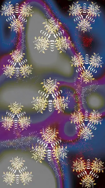 Gri ve mavi renkte çiçekler. Raster illüstrasyonunda kusursuz çiçek deseni.