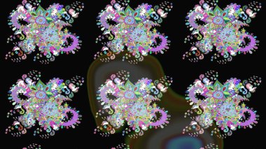 Raster deseni. Bahar çiçekleri dallı desen, siyah renkler çiçekli siluet..