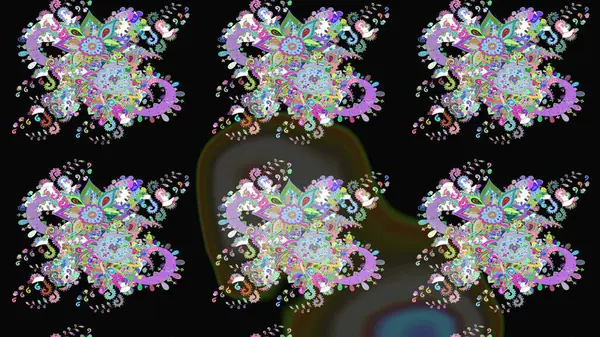 Raster deseni. Bahar çiçekleri dallı desen, siyah renkler çiçekli siluet..