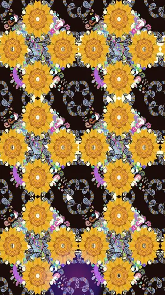 Sarı renkli vadi çiçekleri. Çiçeksel çizim kalıbının çizimi.