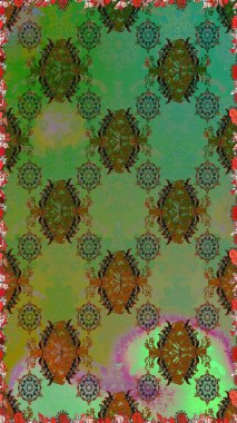 Yeşil el çizimi desen. Karalama çiçekleri kusursuz desen. Sanat, çiçeklere ilham verir ve arka plan bırakır. Raster deseni.