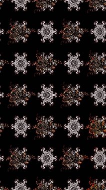 Düz Çiçek Elementleri Tasarımı. Siyah renkli çiçekler. Renkli Bahar Teması eskiz kalıbı. Raster illüstrasyonunda çiçek deseni çizimi.