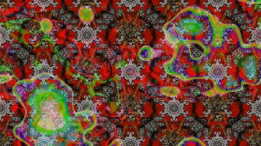 Renkli Bahar Teması eskiz kalıbı. Düz Çiçek Elementleri Tasarımı. Raster illüstrasyonundaki çiçek desenli çizim. Kahverengi, gri ve kırmızı renkte çiçekler.