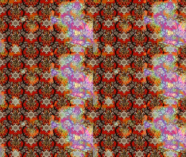 Soyut etnik raster çizim kalıbı. Çiçekler. Vadinin çiçekleri kahverengi renklerde.