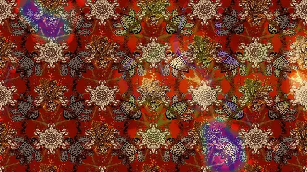 Vadinin çiçekleri kahverengi, kırmızı ve bej renklerinde. Çiçeksel çizim kalıbının çizimi.