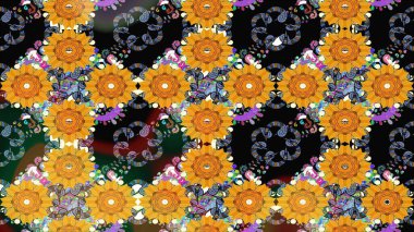 Raster illüstrasyonu. Çiçekli yumuşak bir eskiz şekli. Raster çiçekleri klasik tarzda çizilmiş. Sarı renkte bahar çiçekleri..