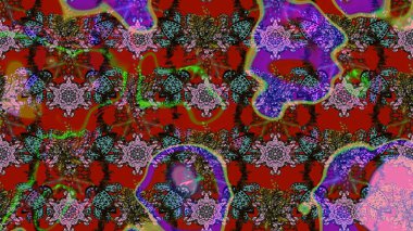 Yaprak ve çiçeklerin suluboya resmi, kırmızı, kahverengi ve gri renkler üzerine eskiz deseni. Kibar, bahar çiçekleri kırmızı, kahverengi ve gri renklerde. Raster illüstrasyonu.