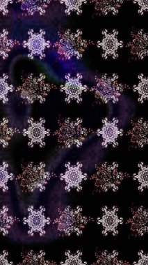 Çok renkli, zarif küçük çiçekler ve siyah renkli komik böcekler, raster desen, illüstrasyon..