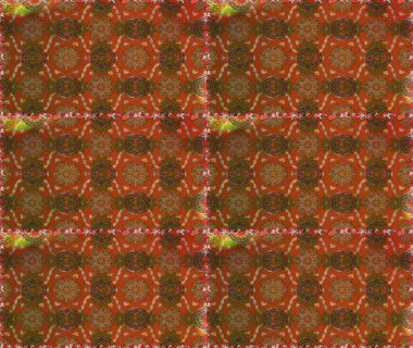 Raster - stok. Kusursuz bir arka plan modeli. Yapraklı çiçekler ve kahverengi renkli papatya çiçekleri..