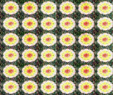 Raster illüstrasyonu. Renkli Bahar Teması eskiz kalıbı. Asya tekstil tarzında. Düz Çiçek Elementleri Tasarımı. Yeşil renkli çiçekler. Çiçek desenini çiz.