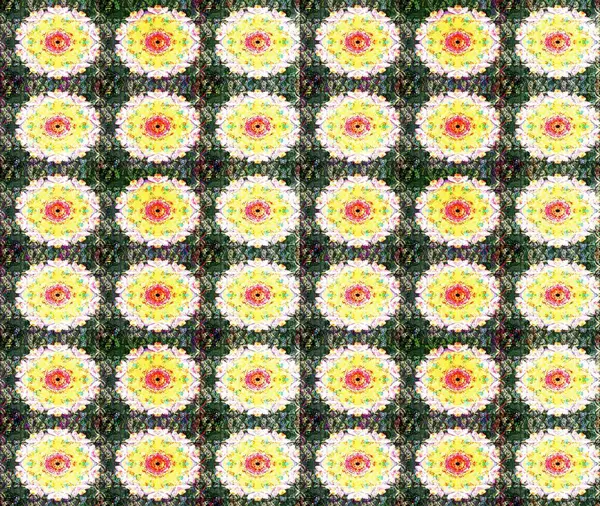 Raster illüstrasyonu. Renkli Bahar Teması eskiz kalıbı. Asya tekstil tarzında. Düz Çiçek Elementleri Tasarımı. Yeşil renkli çiçekler. Çiçek desenini çiz.