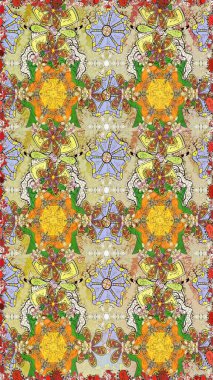 Küçük çiçekli kusursuz yay deseni. Suluboya stilinde nötr renklerde. Raster illüstrasyonu.