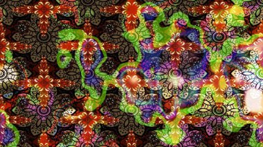 Düz Çiçek Elementleri Tasarımı. Asya tekstil tarzında. Kahverengi renkli çiçekler. Çiçek desenli çizim. Renkli Bahar Teması eskiz kalıbı. Raster illüstrasyonu.