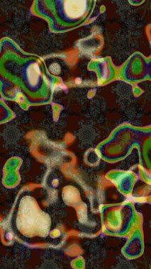 Düz Çiçek Elementleri Tasarımı. Sevimli çiçek raster deseni. Kahverengi, gri ve yeşil renkli çiçekler. Renkli Bahar Teması çizim şablonu.