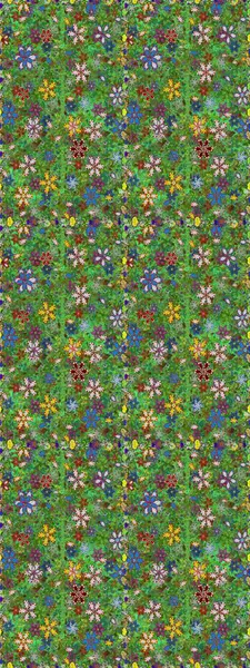 Düz Çiçek Elementleri Tasarımı. Raster illüstrasyonu. Yeşil ve kahverengi renkte zarif çiçekli suluboya. Renkli Bahar Teması Kusursuz Arkaplan.