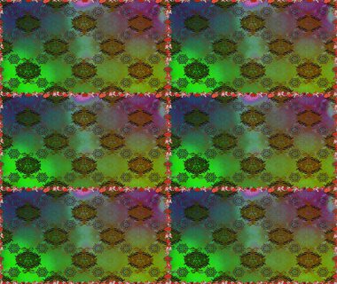 Raster illüstrasyonu. Şatafatlı bahar bahçesi dokusu. Yeşil ve kahverengi renklerde çiçeksiz. Yeşil ve kahverengi renkli çiçekler. Çiçek deseni.