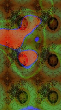 Hediye ambalaj kağıdı, tebrik kartları, posterler ve pankart tasarımı. Yeşil renkli çiçekler. Raster düz çiçek çizim deseni.