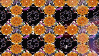 Çiçek izi. Suluboya çizim kalıbı. Çiçekler suluboya tarzında turuncu renkte.