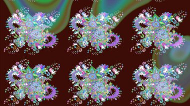 Suluboya çizim kalıbı. Çiçek izi. Suluboya tarzında kahverengi renkte çiçekler.