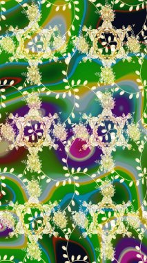 Yeşil renklerde. Raster illüstrasyonu. Çiçekli güzel suluboya desen.