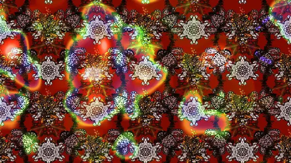 Kahverengi, kırmızı ve siyah renkli bitkilerden oluşan parlak çiçekli çizim deseni.