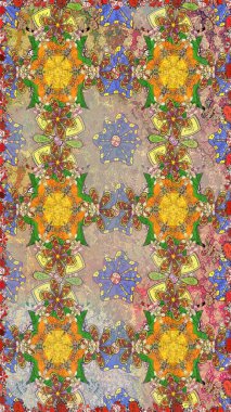 Tekstil, tebrik kartı, boyama kitabı, telefon kılıfı baskısı için kullanılabilir. Raster Henna dövme stili. Kızılderili desenli desenli desenli şal deseni. Etnik Mandala süsü.