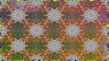 Kahverengi ve gri renkli şirin tekstil tarzında. Çiçek arkaplan. Raster illüstrasyonu. Renkli, pürüzsüz desen. Çiçek duvar kağıdı.